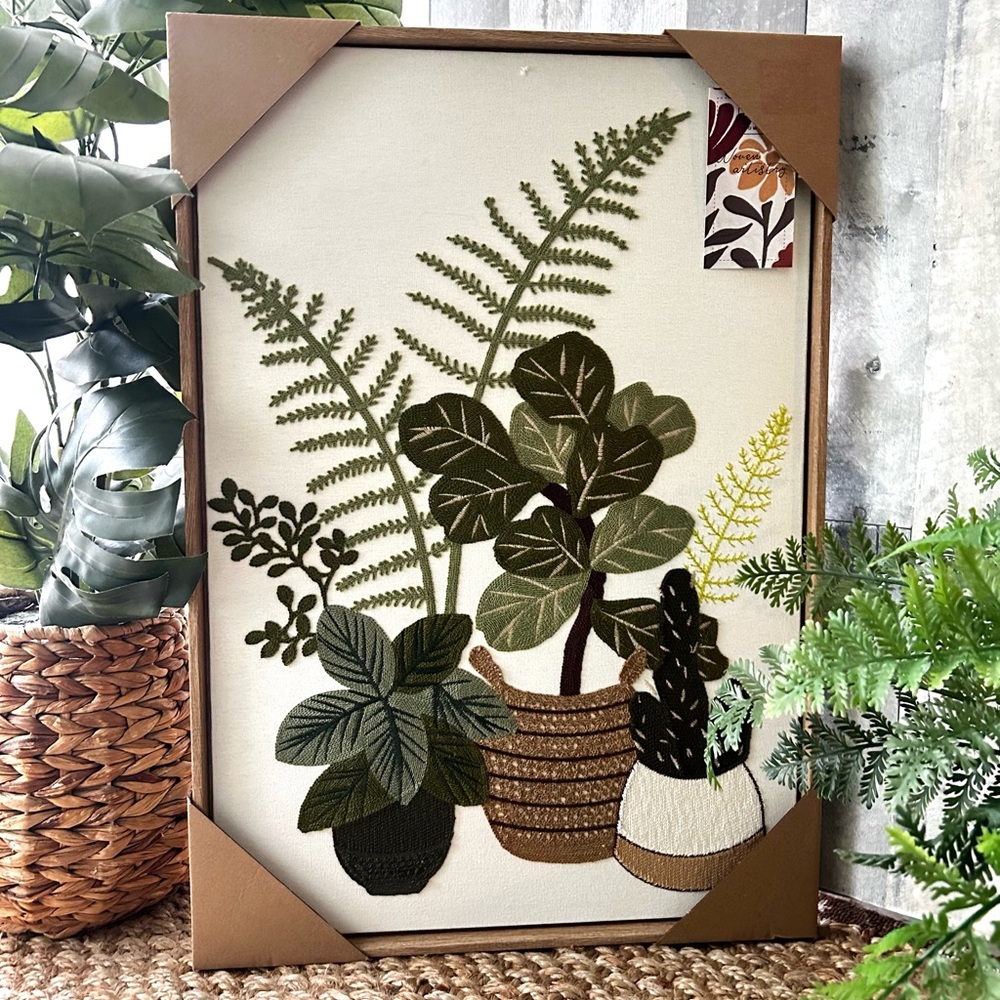 🌴Lovely New BP Home Textile Embroidery Plants Wall Art | Botanical